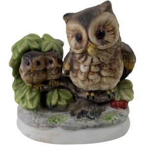 Homeco Owl w/Owlets Vintage Porcelain Figurine